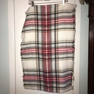 Red, black, beige, fringe Tartan infinity scarf